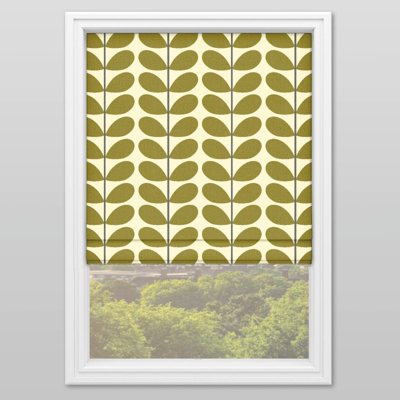 Two Colour Stem Olive Roman Blind