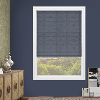 Raven Indigo Roman Blinds