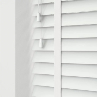 White With Cotton Tape 50mm Wooden Blinds