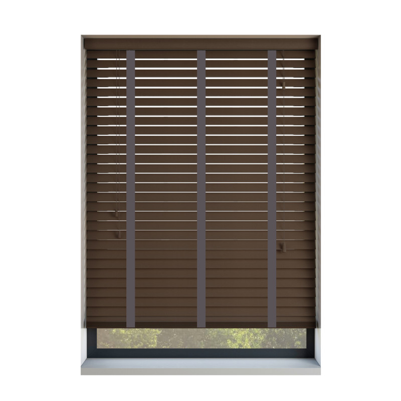 Pecan With Cacao Tape 50mm Wooden Blinds